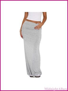 High Waist Ruched Bodycon Pencil Maxi Skirt Polyester Spandex
